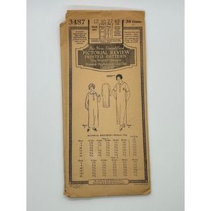 Pictorial Review Vintage 1920's Pattern #3487 Girls Juniors Nightgown Size 12yr